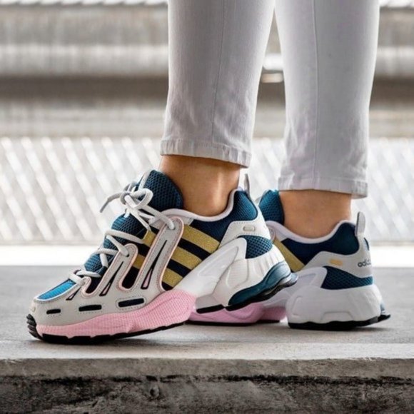 adidas originals eqt gazelle sneakers in navy and pink